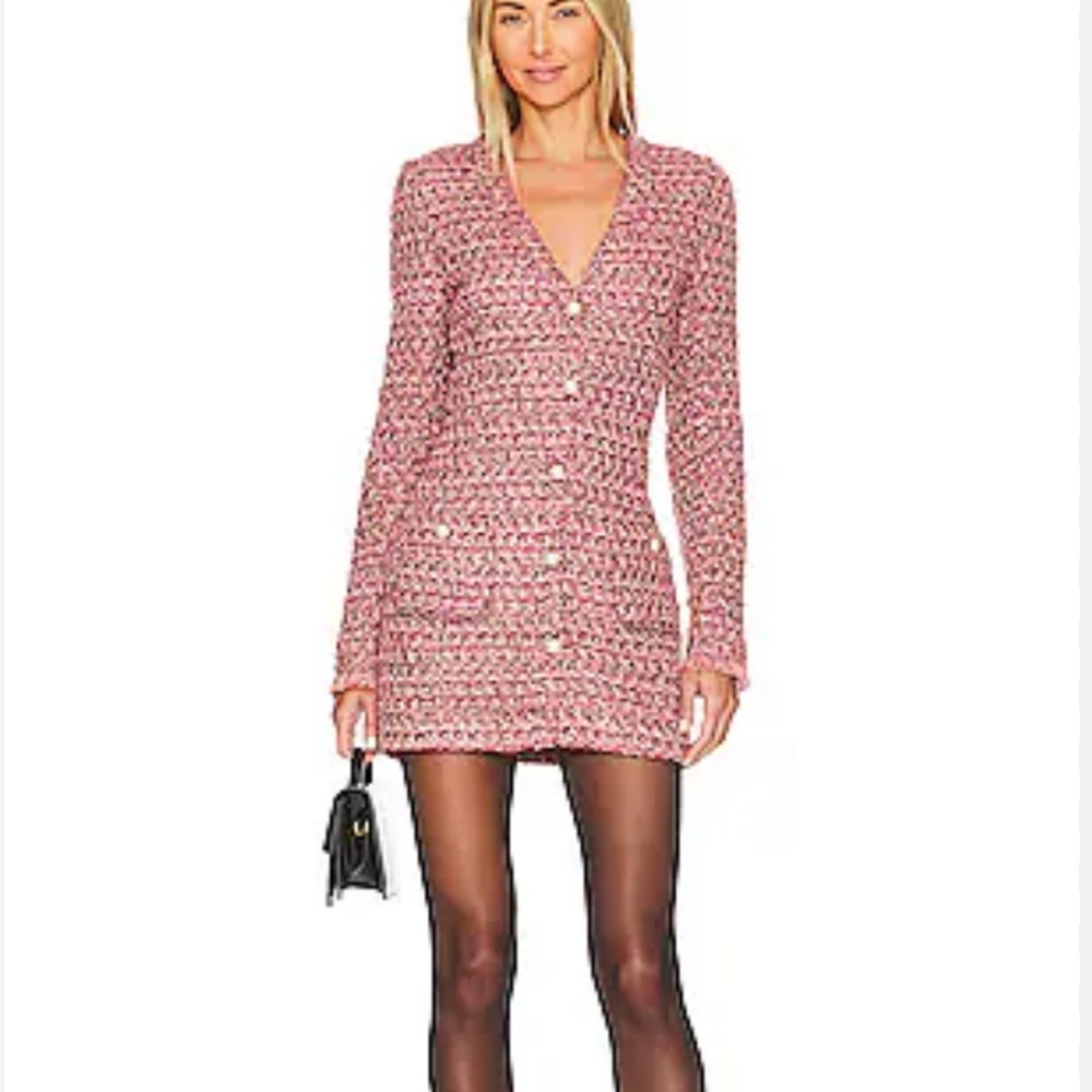 NWT Sau Lee Revolve‎ Audrey Tweed Dress in Pink Size 6